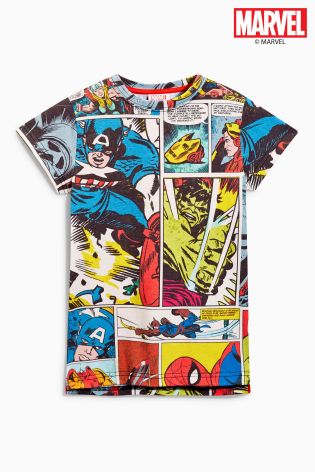 Multi Marvel Comic Strip T-Shirt (3-16yrs)